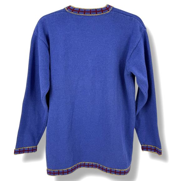 Storybook Knits Holiday Angel Cardigan Sweater Women's Sz M Gold Bow Buttons - Picture 5 of 6